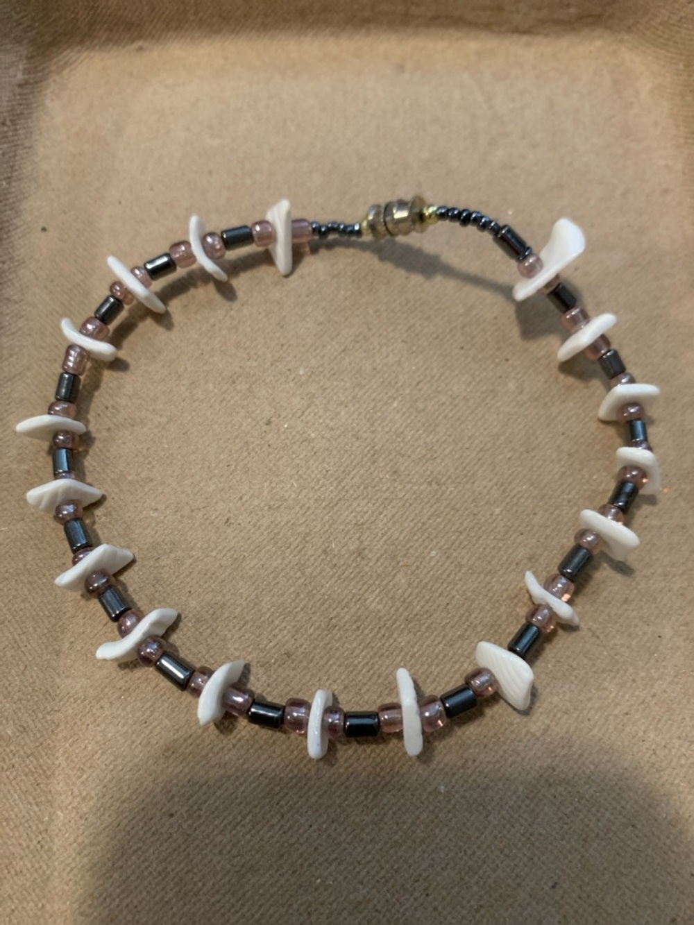 Handcrafted Shell & Hematite Bead Bracelet